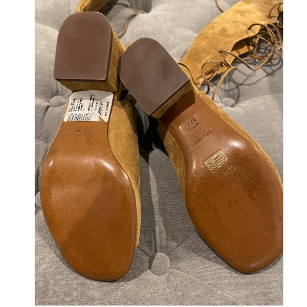 🛑SOLD🛑 SAINT LAURENT TAN SUEDE LEATHER BABIES GLADIATOR LACE UP KNEE HIGH - Picture 7 of 8
